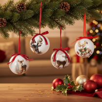 Itens Enfeite de Natal com motivo de veado e fita para pendurar, 7 cm, 4 peças