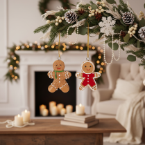 Itens Enfeites decorativos de boneco de gengibre para árvores de Natal, 6 cm, 12 peças