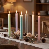Itens Velas cônicas tingidas, diversas cores, 22×240mm, 12 unidades