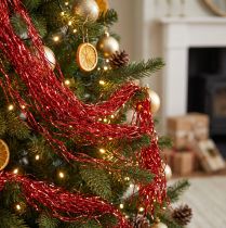 Itens Decoração de árvore de Natal Natal, enfeites ondulados vermelhos cintilantes 50cm