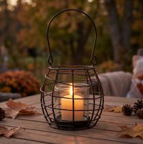 Itens Lanterna de jardim, metal preto com luz de vento, Ø14cm A12,5cm