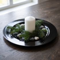 Itens Prato decorativo preto plano plástico brilhante Ø28cm H2cm