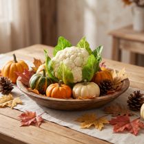 Itens Decoração vegetal de couve-flor artificial branco verde Ø9cm Alt.15cm