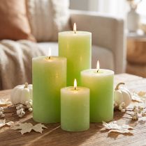 Itens Velas pilares de cor sólida verde limão vários tamanhos