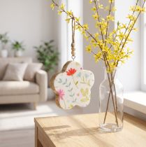 Itens Cabide decorativo flor madeira branco brilho Ø9,5cm 20cm