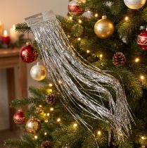 Itens Decoração de árvore de Natal de prata com enfeites de festa 50×40cm 2 peças