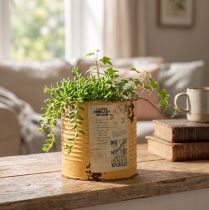 Itens Lata decorativa de metal cor damasco, vaso para plantas, Ø11cm A10,5cm