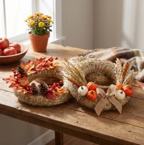 Itens Guirlanda de palha para decoração e ideias de artesanato floral, 18 cm, 2 peças