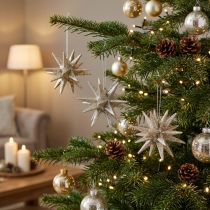 Itens Estrelas com mica champanhe 11,5 cm 4 unid.