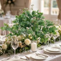 Itens Decoração de casamento ramos de eucalipto com buquê decorativo de flores verde, rosa 26cm