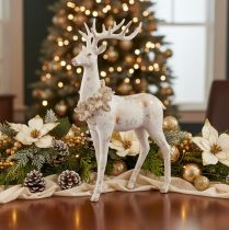 Itens Estatueta decorativa de veado com decoração de pinha para decoração de inverno, 49 cm