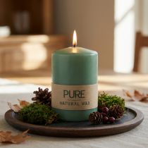 Itens Vela pilar PURE verde esmeralda Velas Wenzel 90/60mm