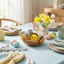 Itens Decoração de Páscoa pintinhos no ninho com penas Decoração de mesa ninho de Páscoa Ø9cm