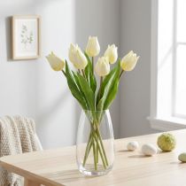 Itens Tulipas Decorativas Flores Artificiais Branco Creme 20cm 6 pcs