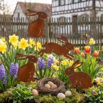 Itens Coelho de jardim para decoração de Páscoa com acabamento rústico em estilo campestre, 60 cm, conjunto de 4 peças.