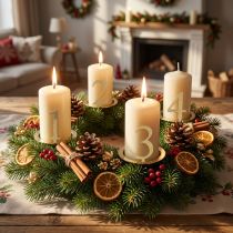 Itens Conjunto de 4 anéis para velas cônicas numeradas para coroa do Advento, 3 cm