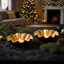 Itens Porta-velas natalino, forma decorativa para bolos, preto e dourado, Ø10cm, 2 peças