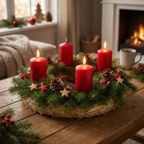 Itens Guirlanda de palha natural de 35 cm, base para guirlandas decorativas, guirlanda do Advento e decoração para o ano todo, conjunto de 10