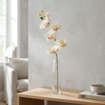 Itens Orquídea Phalaenopsis artificial 6 flores creme rosa 70cm