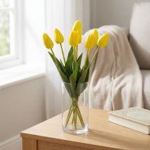 Itens Tulipas artificiais para decoração realista de primavera em salas de estar ou escritórios, 40 cm, conjunto com 7 peças.