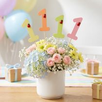 Itens Plugue número aniversário 1 plugue flor madeira 27,5 cm 16 unidades