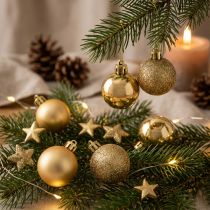 Itens Mini bola de Natal dourada Ø3cm 14 un