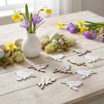 Itens Decoração dispersa madeira primavera pássaro decoração branco natural 4cm 72 un