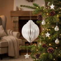 Itens Bola de favo de mel Bola de Natal papel branco FSC Ø15cm Alt.20cm