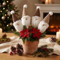 Itens Plugue decorativo gnomo natal branco marrom 4x11cm 4 un
