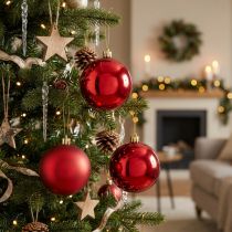 Itens Bola de Natal vermelha 10cm 4 unidades