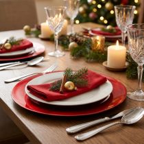 Itens Pratos decorativos pratos plásticos vermelhos Ø33cm com efeito esmalte 6 unidades