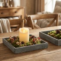 Itens Bandeja de madeira quadrada cinza, decoração de mesa branca shabby chic 24,5×24,5cm 2 peças