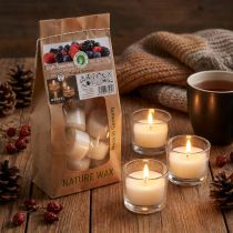Itens Velas perfumadas, velas de chá com frutas vermelhas, velas de chá perfumadas, velas de cera Ø3,8cm Alt.2,3cm brancas 18 unid.