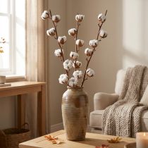 Itens Ramo de algodão, ramo decorativo de algodão, algodão verdadeiro C80cm 5 peças