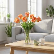 Itens Flor artificial, papagaio tulipa laranja, flor de primavera 63cm