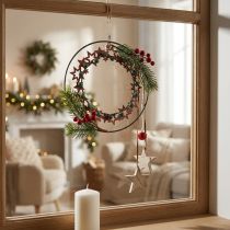 Itens Decoração suspensa decoração de natal anel metal madeira vintage Ø19cm
