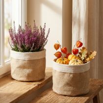 Itens Cesta de tecido de juta para plantador Utensilo Natural Ø21cm Alt.19cm 3 unidades