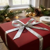 Itens Fita de Natal Fita de Feliz Natal Prata Branca 10mm 20m