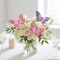 Itens Borboletas decorativas em penas de arame roxo rosa 7×10cm 12 un