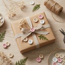 Itens Botões Decorativos para Artesanato Madeira Ø2cm Creme Rosa Branco 210 Unidades