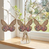 Itens Cabide de decoração de madeira borboleta linho 11,5x9,5cm 6 peças