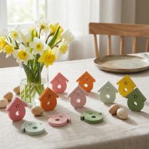 Itens Decoração dispersa casinha de passarinho decoração de mesa de madeira colorida 2,5-3,5 cm 48 peças