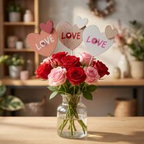 Itens Plugue flor em madeira Plugue decorativo Love 8×7,5cm 12 un