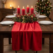 Itens Caminho de mesa em veludo vermelho, tecido decorativo brilhante, 28×270cm - caminho de mesa para decoração festiva