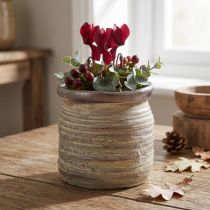 Itens Vaso de cerâmica decorativo vaso metálico cinza marrom 14×14cm