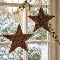 Itens Estrelas decorativas para pendurar em casca de pinheiro Estrelas de pinheiro 20cm 3 un
