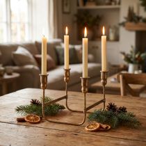 Itens Castiçal antigo para 4 velas dourado 18×18cm Alt.16,5cm