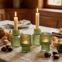 Itens Castiçal em vidro porta-velas verde Alt.8cm 4 unid.