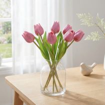 Itens Decoração de flores Tulipas Flores artificiais Roxo 20cm 6 unidades