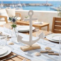 Itens Decoração de Mesa Âncora Marítima sobre Base Branco Natural 20x5x26cm